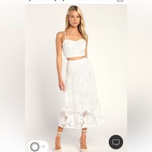 Lulu’s Certainly Stylish White Burnout Floral Two-Piece Midi Dress